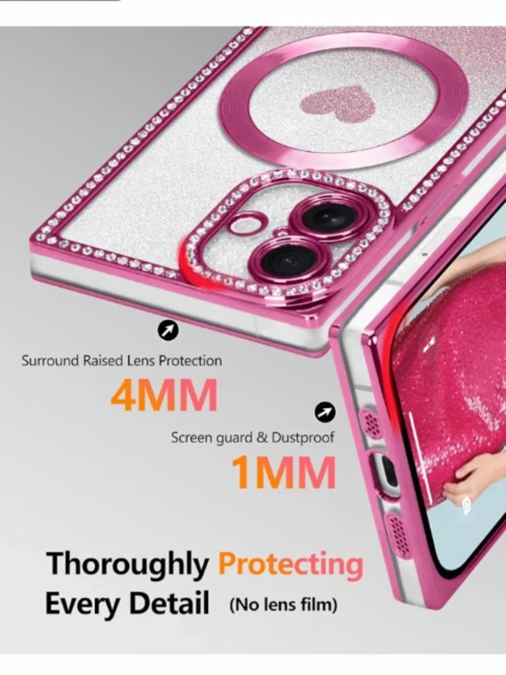 NEW Magnetic Glitter iPhone 16 Plus Case with Ring Holder